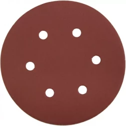 Круг шлифовальный ЗУБР &quot;МАСТЕР&quot; универсальный, из абразивной бумаги на велкро основе, 6 отверстий, Р320, 150мм, 5шт 35566-150-320