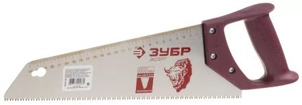 Ножовка ЗУБР &quot;ЭКСПЕРТ&quot; по дереву, трехгранный закаленный зуб, пластмассовая ручка, шаг зуба 3,5мм, 450мм 15141-45 купить в Тюмени