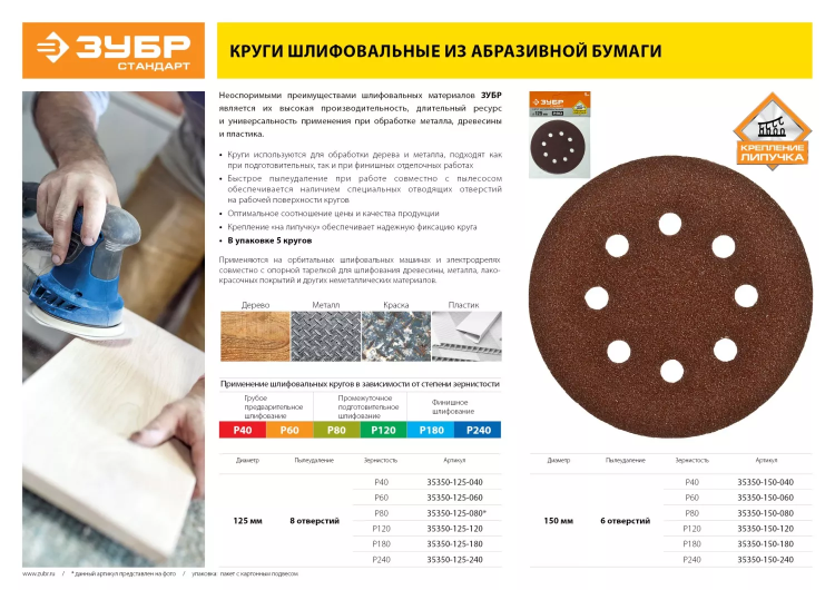 Круги шлифовальные из абразивной бумаги серия СТАНДАРТ купить в Тюмени