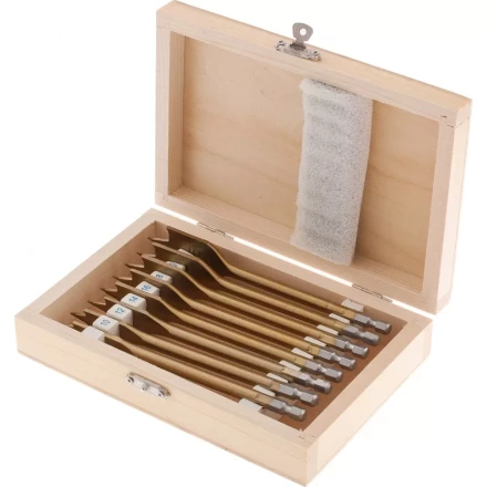 Набор сверл перовых по дереву 10-12-14-16-18-20-22-25 мм 8 шт деревянный кейс Matrix 70441 купить в Тюмени