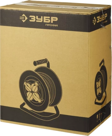 Удлинитель ЗУБР &quot;ПРОФИ&quot; на металл катушке, КГ 3х1,5кв мм, морозостойкий, 4 гнезда, IP44, макс мощность 3500Вт, 40м 55085-40 купить в Тюмени