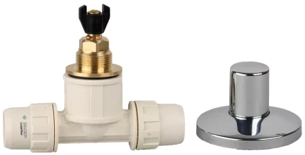 Кран ЗУБР &quot;ШиреФит&quot; запорный в сборе &quot;штуцер с гайкой - кран запорный - штуцер с гайкой&quot;, 20мм 51570-20 купить в Тюмени