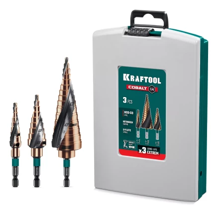 Набор ступенчатых сверл, сталь c кобальтом, спиральная проточка, 3Т хвостовик 29691-4-32-H3 купить в Тюмени