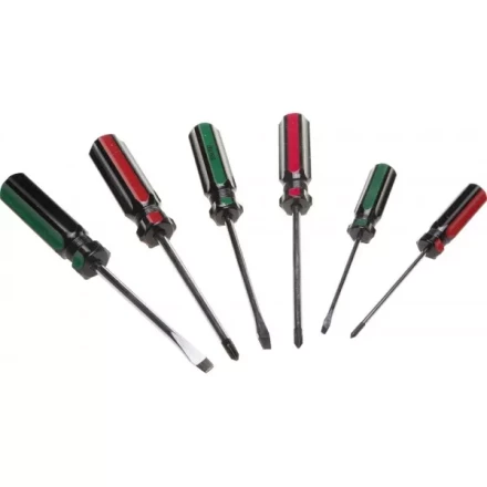 Набор DEXX: Отвертки, закал сталь, маслобензост рукоятка, SL: 3x75, 5x100, 6x100, PH: 0x75, 1x100, 2x100, 6 пред 25079-H6 купить в Тюмени