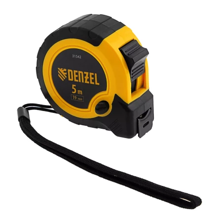 Рулетка Denzel 5м х 19мм, двухкомп. корпус, кнопка-пауза, 31542 купить в Тюмени