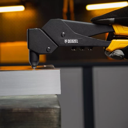 Заклепочник ручной Denzel, 285 мм, поворотный, 0-360, заклепки 2,4-3,2-4,0-4,8 мм, купить в Тюмени