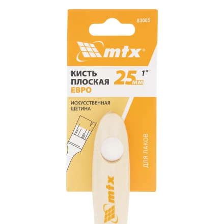 Кисть плоская для лаков &quot;Евро&quot; 1&quot;, искусственная щетина, деревянная ручка MTX 83085 купить в Тюмени