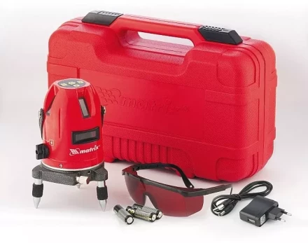 Уровень лазерный самовыравнивающийся. набор в пластиковом кейсе  MATRIX 35035 купить в Тюмени