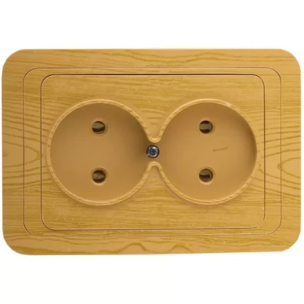 Розетка СВЕТОЗАР &quot;ГАММА&quot; без заземления, двойная, цвет ольха,16А/~250В SV-54102-A купить в Тюмени