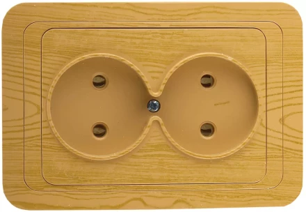 Розетка СВЕТОЗАР &quot;ГАММА&quot; без заземления, двойная, цвет ольха,16А/~250В SV-54102-A купить в Тюмени