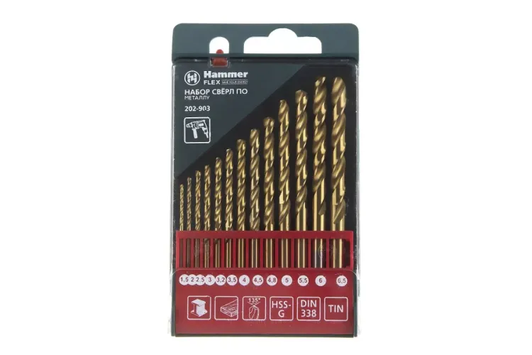 Набор сверл HAMMER No3 13шт. 1,5-6,5мм купить в Тюмени