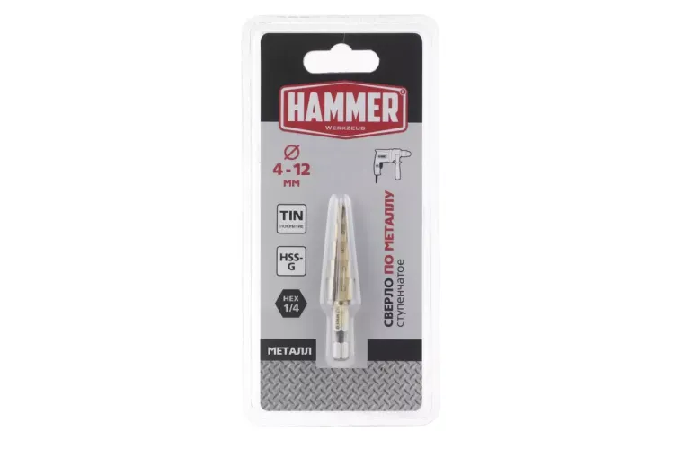 Сверло по металлу HAMMER Ф12х65мм (DR MT 4,0-12,0мм*151/101мм) купить в Тюмени