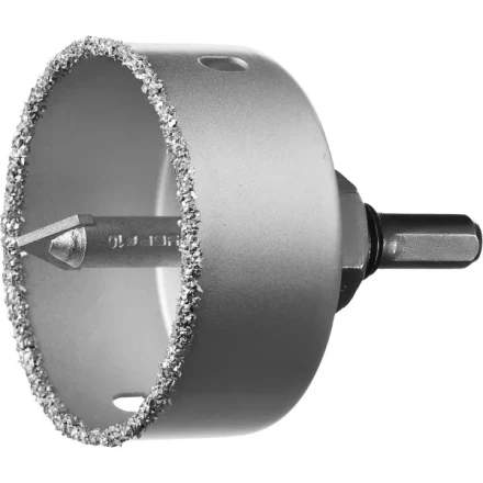 Коронка-чашка ЗУБР &quot;ПРОФЕССИОНАЛ&quot; c карбид-вольфрамовым нанесением, 64 мм, высота 25 мм, в сборе с державкой и сверлом 33360-064_z01 купить в Тюмени
