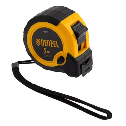 Рулетка Denzel 5м х 25мм, двухкомп. корпус, кнопка-пауза, 31543 купить в Тюмени
