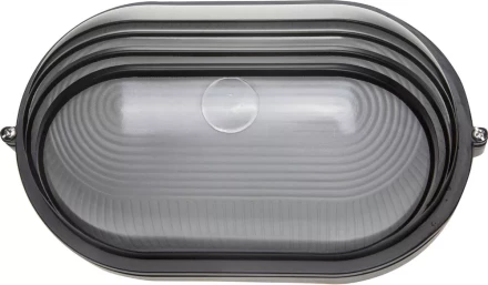 Светильник уличный СВЕТОЗАР влагозащищенный с верхним декоративным кожухом, овал, цвет черный, 100Вт SV-57223-B купить в Тюмени