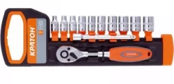 Набор торцевых головок 3/8" 10-24мм с трещеточным ключом 12 предметов Кратон 2 28 14 014