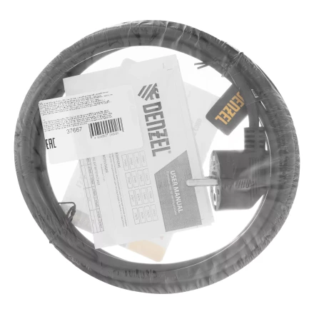 Шнур сетевой Denzel Energy Series, ПВС, 3 м, 3 x 1 мм, с неразборной вилкой, черный, 3 м, 37667 купить в Тюмени