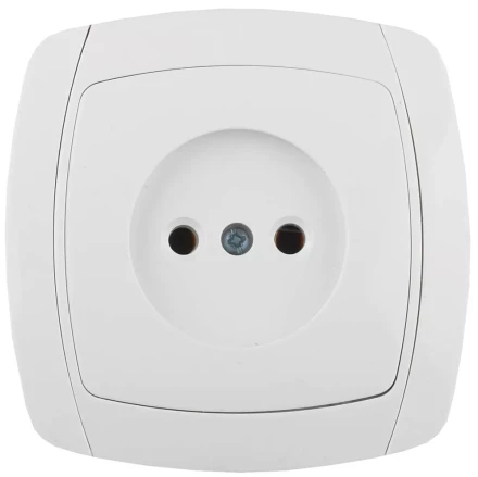Розетка СВЕТОЗАР &quot;CITY LIGHT&quot; одинарная в сборе, без заземления, цвет белый, 16А/~250В SV-54200-W купить в Тюмени