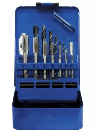 Набор сверл (2,5-10,2) метчиков (М3-М12) 15 предметов СИБРТЕХ 77305 купить в Тюмени