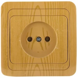 Розетка СВЕТОЗАР "ГАММА" без заземления, одинарная, цвет ольха, 16А/~250В SV-54100-A