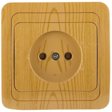 Розетка СВЕТОЗАР &quot;ГАММА&quot; без заземления, одинарная, цвет ольха, 16А/~250В SV-54100-A купить в Тюмени
