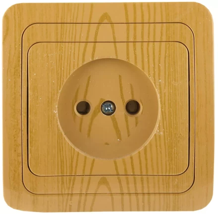Розетка СВЕТОЗАР &quot;ГАММА&quot; без заземления, одинарная, цвет ольха, 16А/~250В SV-54100-A купить в Тюмени