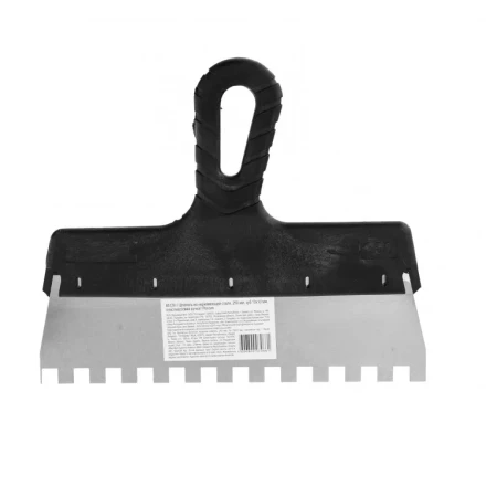 Шпатель из нержавеющей стали 250 мм зуб 10 х 10 мм пластмассовая ручка 85129 купить в Тюмени