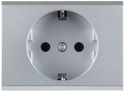 Розетка СВЕТОЗАР &quot;ЭФФЕКТ&quot; с заземлением, одинарная, без вставки и рамки, светло-серый металлик, 16А/~250В SV-54400-SM купить в Тюмени