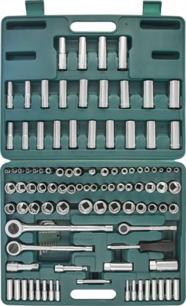 Набор головок торцевых  универсальный 1/2&quot; 1/4&quot; 3/8&quot;DR  5/32-15/16&quot;  4-22мм  ключи угловые 5/64&quot;-1/4&quot;  107предмета  S05Н48107S Jonnesway 48055 купить в Тюмени