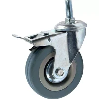 Аппаратное поворотное колесо с тормозом с болтом HITCH 75*20 резина серая SCtgb93 (SZ084829)