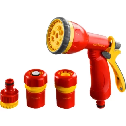 Набор GRINDA поливочный: Распылитель пистолетный 8 позиционный, соединитель 3/4&quot;, соединитель 3/4&quot; с автостопом, адаптер внешний 1/2&quot;-3/4&quot; 8-427384_z02 купить в Тюмени
