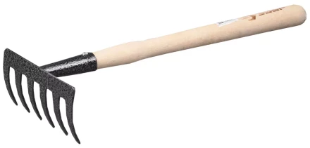 Грабельки ЗУБР садовые с деревянной ручкой, 6 прямых зубцов 4-39611 купить в Тюмени