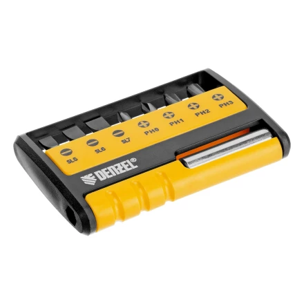 Набор бит с магнитным держателем, S2, 8 шт.// Denzel 133577 купить в Тюмени