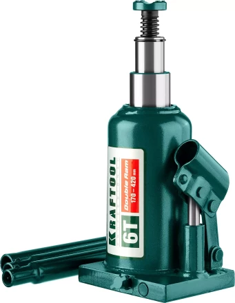 Домкрат гидравлический бутылочный &quot;Double Ram&quot;, сварной, телескопический, 6т, 170-420мм, KRAFTOOL 43463-6 43463-6 купить в Тюмени