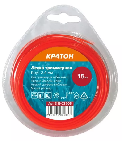 Леска триммерная Кратон Круг-2,4мм 3 19 03 005 купить в Тюмени