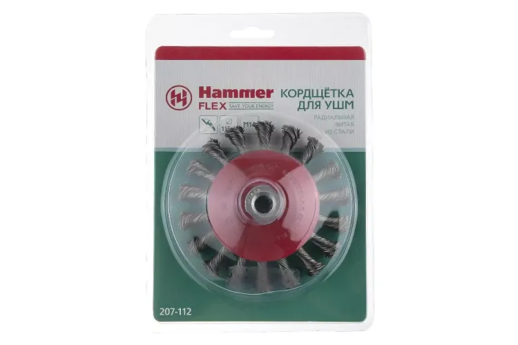 Кордщетка HAMMER тарелка 115мм для УШМ витая сталь (207-112) купить в Тюмени