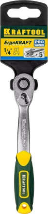 Трещотка для торцовых головок KRAFTOOL &quot;PRO&quot;, Сr-V сталь, 72 зубца, изогнутая, 1/4&quot; 27795-1/4_z02 купить в Тюмени