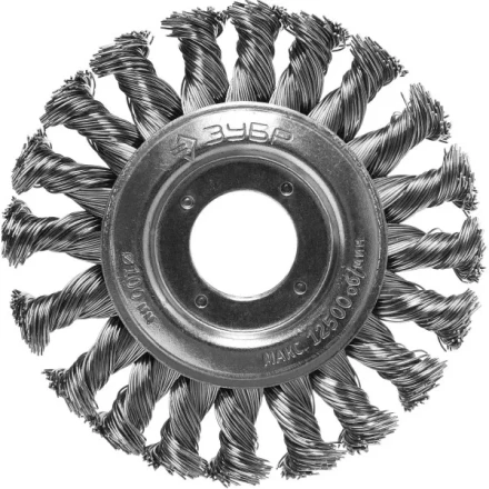 ЗУБР "ПРОФЕССИОНАЛ". Щетка дисковая для УШМ, плетеные пучки стальной проволоки 0,5мм, 100х22мм 35190-100_z02 купить в Тюмени
