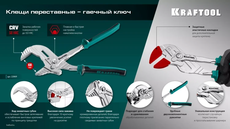 Сменные защитные накладки на губки KRAFTOOL 22069-S3 купить в Тюмени