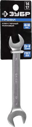 Ключ ЗУБР &quot;ПРОФИ&quot; гаечный рожковый, Cr-V сталь, хромированный, 14х17мм 27027-14-17 купить в Тюмени