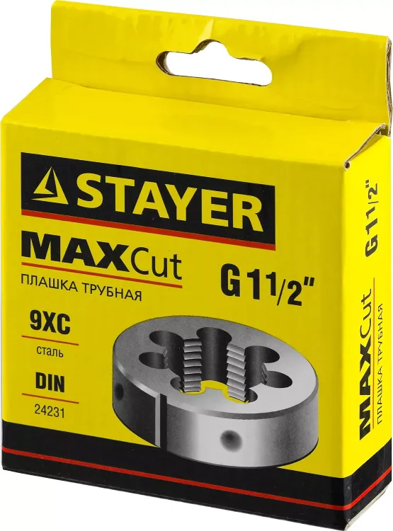 Плашка круглая ручная STAYER "MASTER", сталь 9ХС, для трубной резьбы G 1 1/2`` 28029-3/2 купить в Тюмени