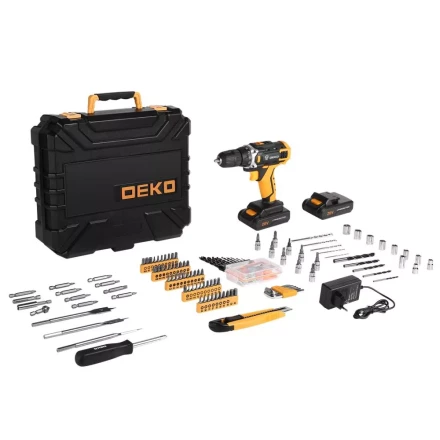 Дрель аккумуляторная DEKO DKCD20FU-Li, 063-4179 + набор 193 аксессуара купить в Тюмени