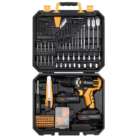 Дрель аккумуляторная DEKO DKCD20FU-Li, 063-4179 + набор 193 аксессуара купить в Тюмени