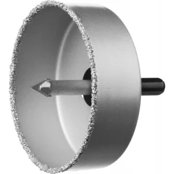 Коронка-чашка ЗУБР "ПРОФЕССИОНАЛ" c карбид-вольфрамовым нанесением, 89 мм, высота 25 мм, в сборе с державкой и сверлом 33360-089_z01