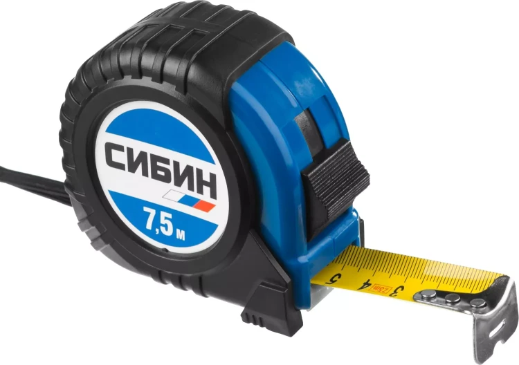 Рулетка СИБИН, обрезиненный пластиковый корпус, 7,5м/25мм 34019-08-25 купить в Тюмени