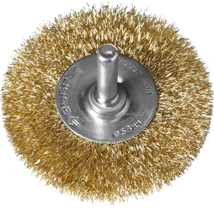 ЗУБР &quot;ПРОФЕССИОНАЛ&quot;. Щетка дисковая для дрели, витая латунированная стальная проволока 0,3мм, 63мм 3520-063_z02 купить в Тюмени