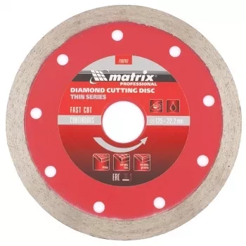Диск алмазный отрезной сплошной ф125х22,2мм тонкий мокрое резание MATRIX Professional 730787 купить в Тюмени