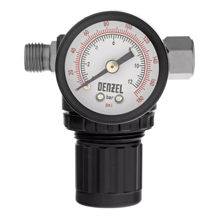 Регулятор давления с манометром Denzel R1500, 12 бар, 1/4", 57491 купить в Тюмени