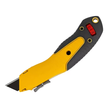 Нож Denzel, 19мм, сменное трапециевидное  лезвие, SK4, алюминиевый корпус, торцевой зажим купить в Тюмени