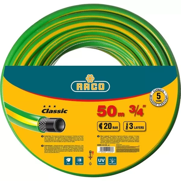 Шланг RACO CLASSIC поливочный, 20атм., армированный, 3-х слойный, 3/4"х50м 40306-3/4-50_z01 купить в Тюмени